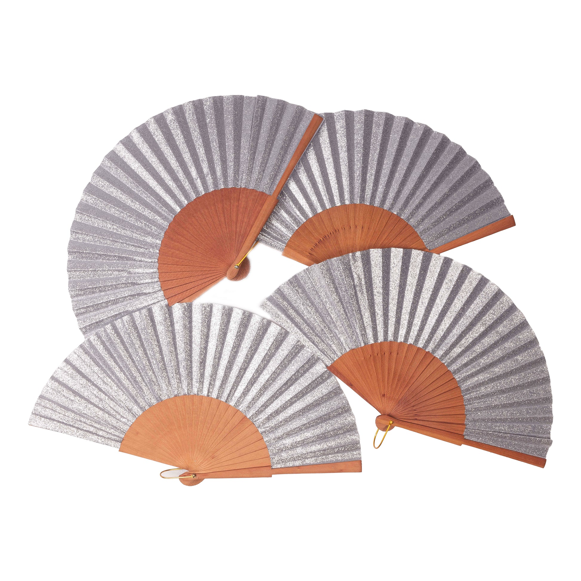 Stardust 9 inch Silver Glitter Folding Hand Fan