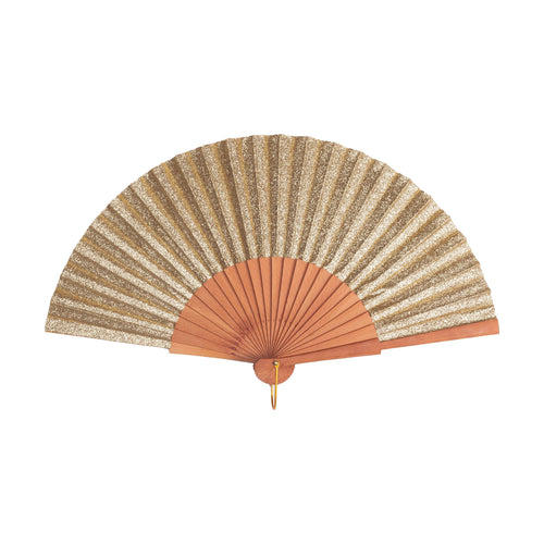 Golden Hour 9 inch Gold Glitter Folding Hand Fan