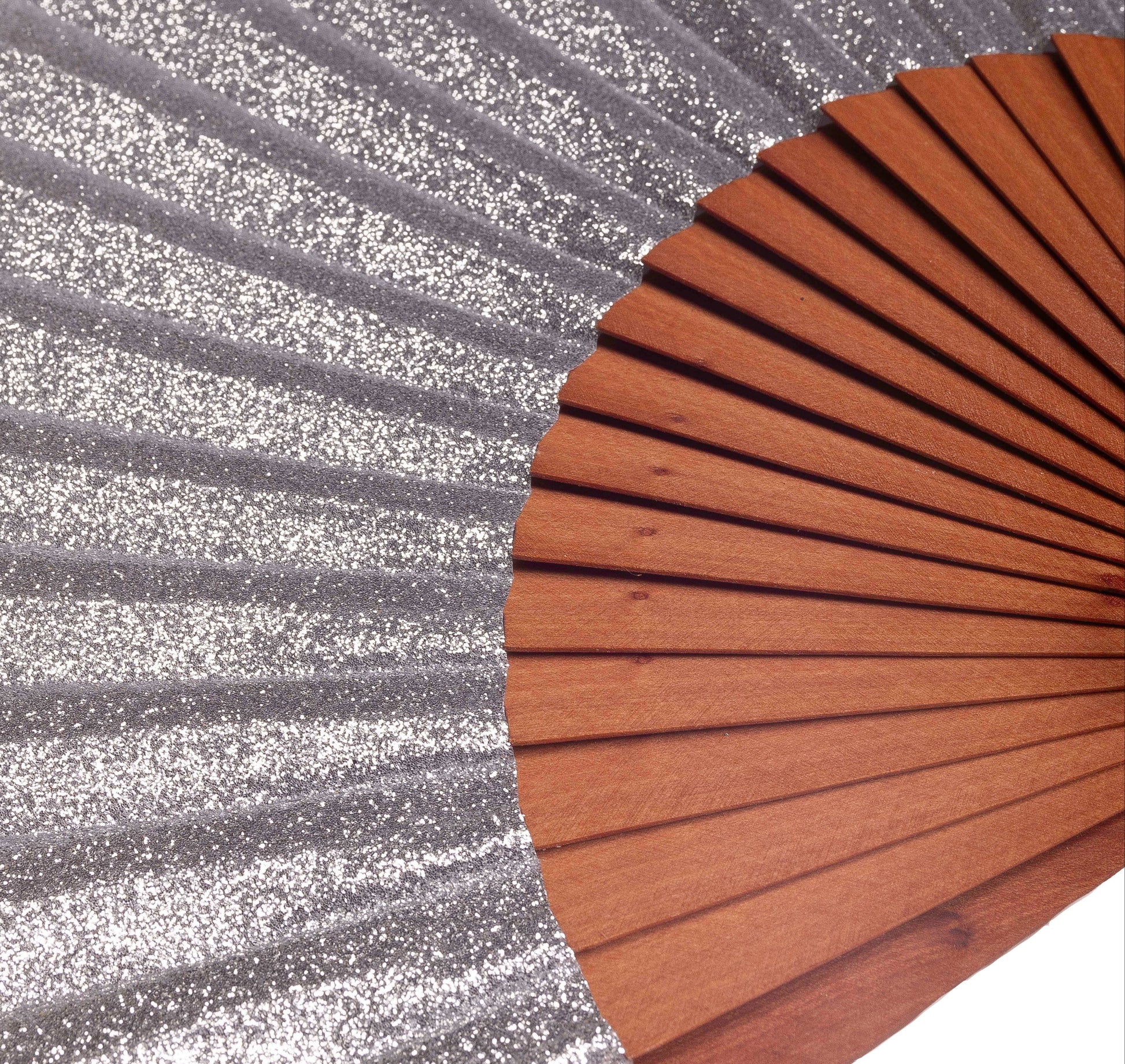 Stardust 9 inch Silver Glitter Folding Hand Fan