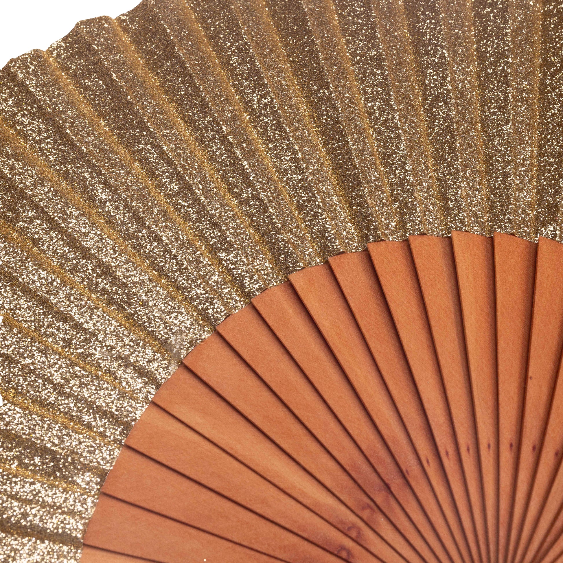 Golden Hour 9 inch Gold Glitter Folding Hand Fan