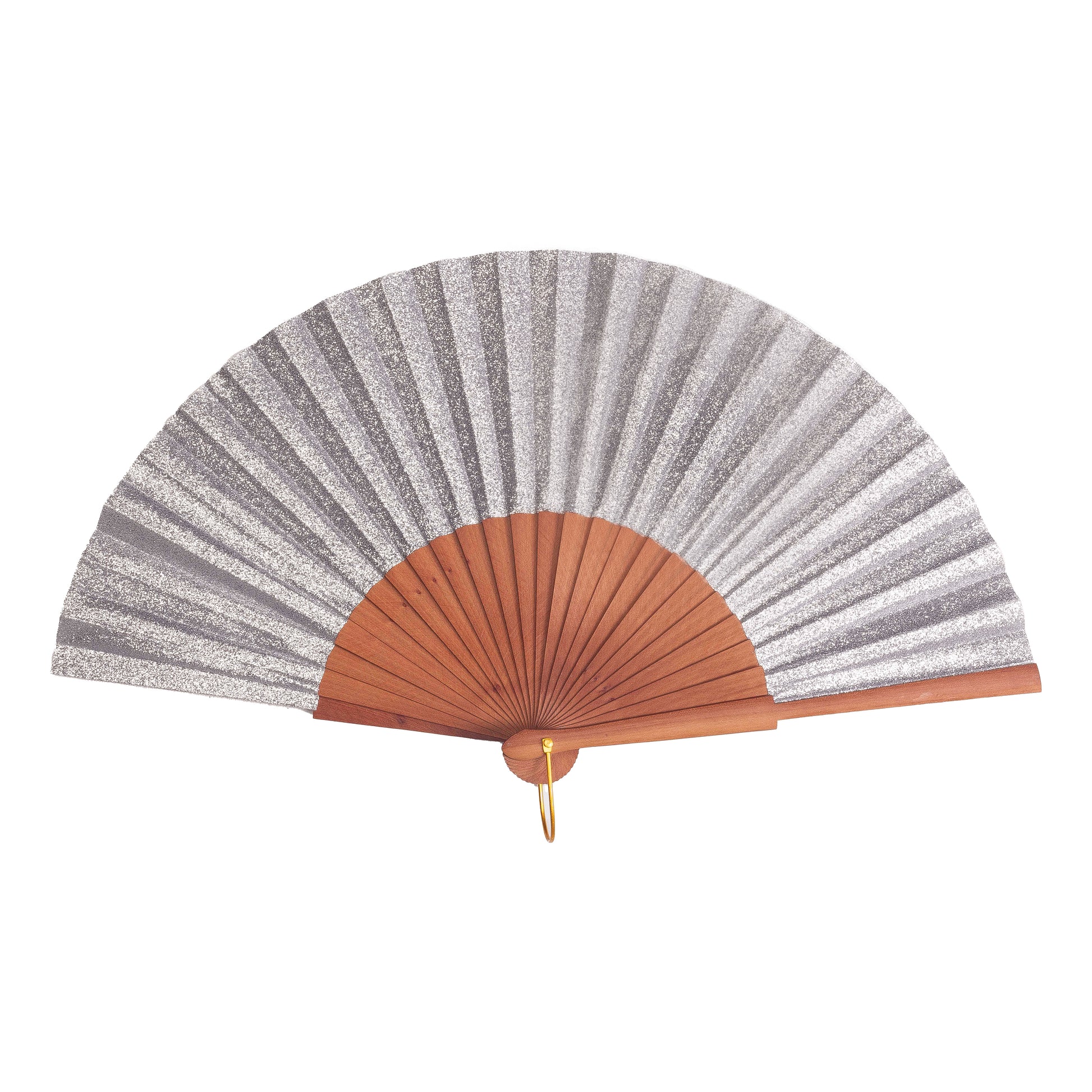 Stardust 9 inch Silver Glitter Folding Hand Fan